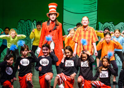 Isla Beltzner as Cat in the Hat and Maddie Couch as Jojo in PPP's Seussical